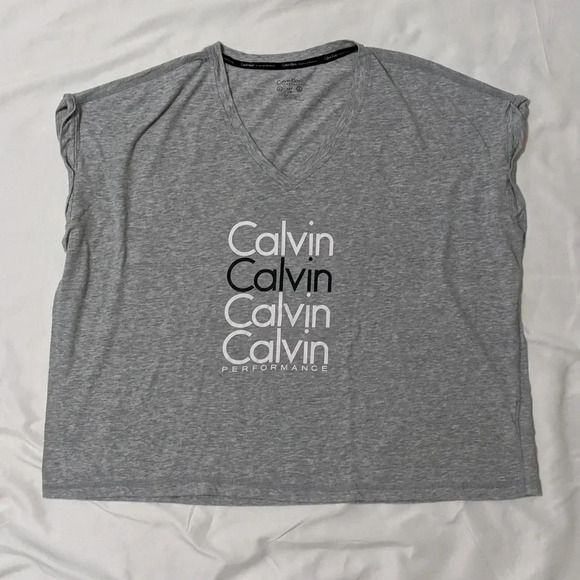 Calvin Klein Performance Sleeveless Boxy Crop Top, Color Gray Size L - Picture 1 of 14